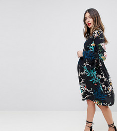 Queen Bee Maternity All Over Floral Printed Skater Dress-Мульти