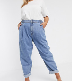 Синие джинсы бойфренда с D-образным кольцом на поясе ASOS DESIGN Curve-Синий