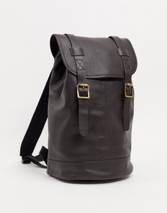 Коричневый кожаный рюкзак с двумя ремешками ASOS DESIGN