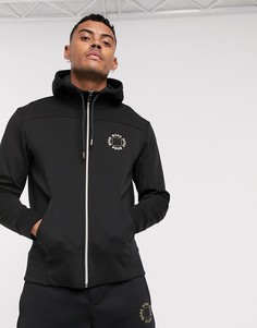 Черный худи на молнии с логотипом BOSS Athleisure