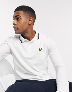Футболка-поло с длинными рукавами и контрастной отделкой Lyle & Scott-Белый