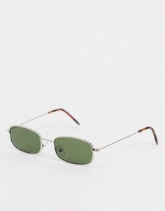 Прямоугольные солнцезащитные очки в серебристой оправе River Island-Серебряный
