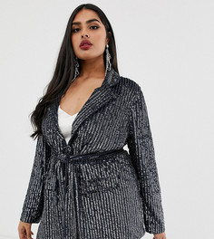 Блейзер с отделкой ASOS EDITION Curve-Темно-синий