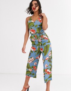 Легкий комбинезон с V-образным вырезом и цветочным принтом AX Paris-Мульти