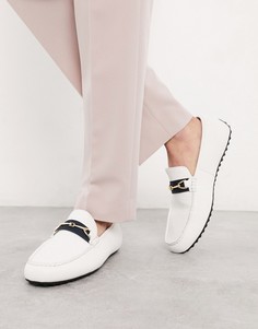 Белые мокасины из искусственной кожи с отделкой лентой ASOS DESIGN-Белый