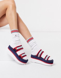 Сандалии на массивной платформе с логотипом Tommy Jeans-Темно-синий