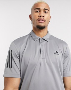 Серая футболка-поло с 3 полосками adidas golf-Серый