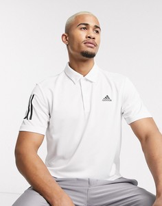Белая футболка-поло с 3 полосками adidas golf-Белый