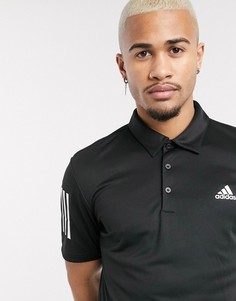Черная футболка-поло с 3 полосками adidas Golf-Черный