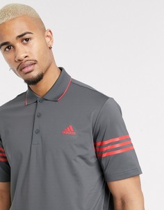 Черно-красная футболка-поло с 3 полосками Adidas Golf 365-Черный