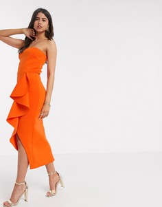 Оранжевое платье миди с оборкой True Violet-Оранжевый