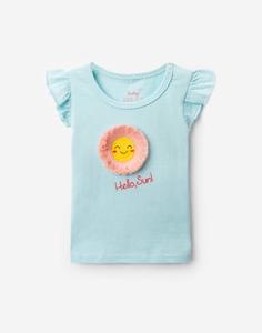 Голубая футболка с аппликацией для девочки Gloria Jeans