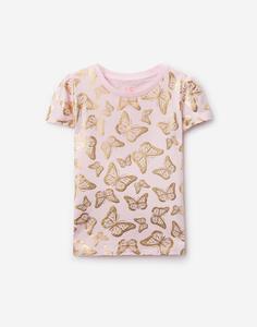 Розовая футболка с бабочками для девочки Gloria Jeans