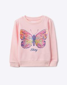 Розовый свитшот с бабочкой для девочки Gloria Jeans