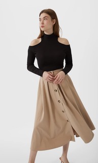 Юбка миди с пуговицами Stradivarius