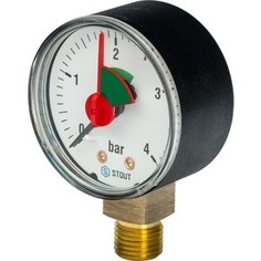 Манометр STOUT радиальный Dn 50 мм 1/4 с указателем предела (SIM-0008-500408)