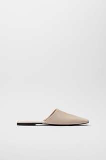 Замшевые туфли-мюли с квадратным носом на низком каблуке Zara