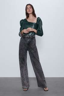 Джинсы extra long zw premium ‘80s acid wash Zara