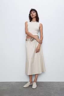 Юбка из искусственной кожи с ремнем Zara
