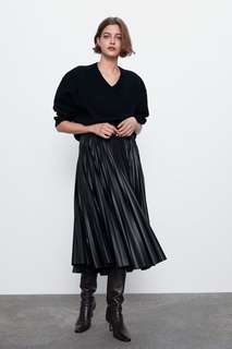 Плиссированная юбка из искусственной кожи Zara