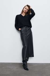 Юбка миди из искусственной кожи Zara