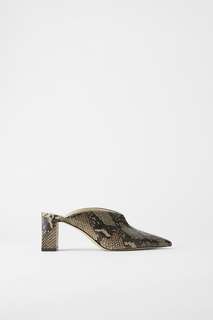 Туфли-мюли на каблуке с тиснением Zara