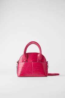 Миниатюрная сумка-боулинг с эффектом крокодиловой кожи Zara