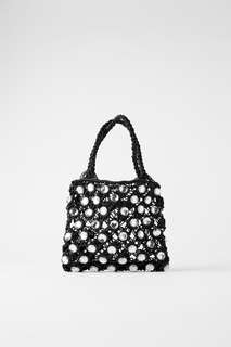 Миниатюрная сумка-мешок со стразами Zara