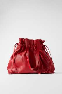 Кожаная сумка-тоут со сборкой Zara