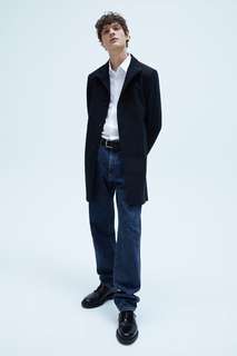 Двухцветное пальто из ткани с рельефным узором Zara