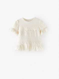 Топ с вышивкой и кружевной отделкой Zara