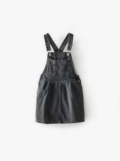 Черный джинсовый сарафан с эффектом потертости Zara