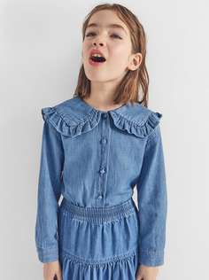 Рубашка из денима с круглым воротником Zara