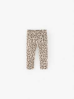 Легинсы с анималистичным принтом и рельефным узором в клетку Zara