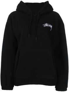 Stussy флисовое худи с вышитым логотипом