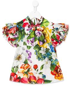 Dolce & Gabbana Kids блузка с цветочным принтом и бантом
