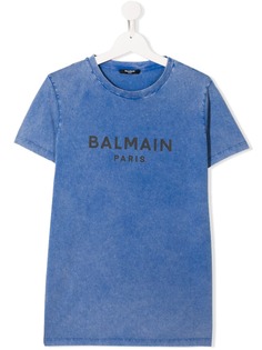 Balmain Kids футболка с выцветшим эффектом