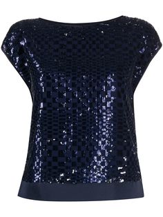 Emporio Armani футболка в клетку с пайетками