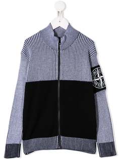 Stone Island Junior кардиган в стиле колор-блок с логотипом