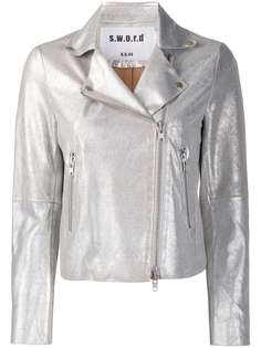 S.W.O.R.D 6.6.44 metallic-print biker jacket