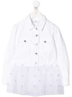 Dondup Kids джинсовая куртка с декорированым подолом из тюля