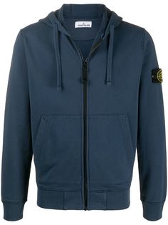 Stone Island худи на молнии с нашивкой-логотипом