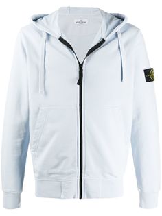 Stone Island худи на молнии с нашивкой-логотипом