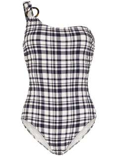 Solid & Striped купальник на одно плечо в клету гингем
