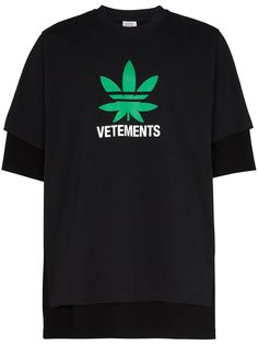 Vetements футболка с принтом и двоынми рукавами