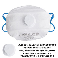 Защитная маска Алина 210 класс защиты FPP2 (до 12 ПДК) с клапаном