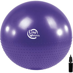 Гимнастический мяч Lite Weight, массажный, с насосом, 75см, фиолетовый