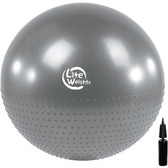 Гимнастический мяч Lite Weights, массажный, с насосом , 65см, серебряный