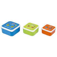 Контейнеры для еды 3 шт, голубой, оранжевый, зеленый Trunki