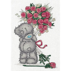 Набор для вышивания мулине Klart "Tatty Teddy с букетом роз", 16х23 см
